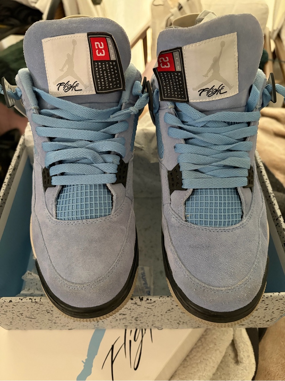 Air Jordan 4 Retro Blue Suede Athletic Sneakers
